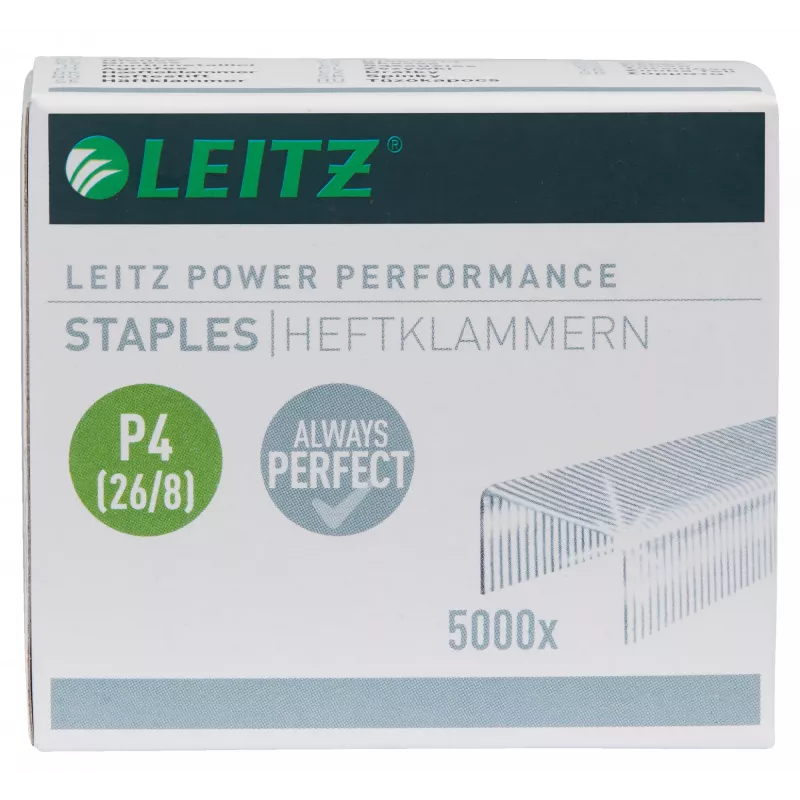 Leitz grapas Power Performance P4 26/8 caja con 5000 uds., paquete de grapas, 26/8, 8 mm, 100 grapas, fijación, 26/8