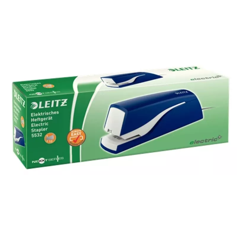 Leitz grapadora eléctrica 5532 NeXXt 10 hojas, 10 hojas, 200 grapas, 1 cm, 1 cm, plástico, azul