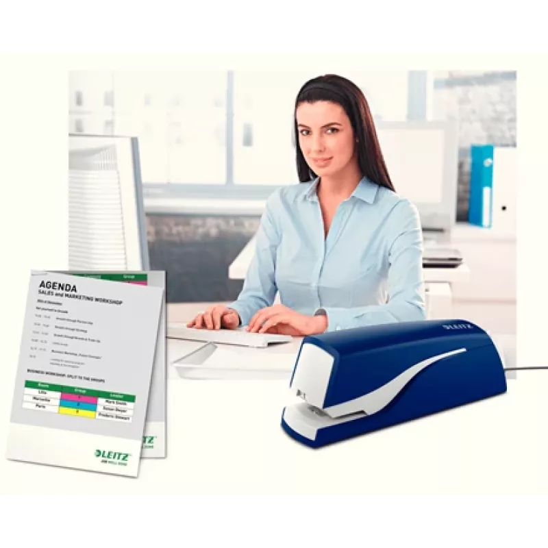 Leitz grapadora eléctrica 5532 NeXXt 10 hojas, 10 hojas, 200 grapas, 1 cm, 1 cm, plástico, azul