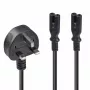 Lindy 2,5 m cable alargador con conector UK tipo G a 2x IEC C7, negro