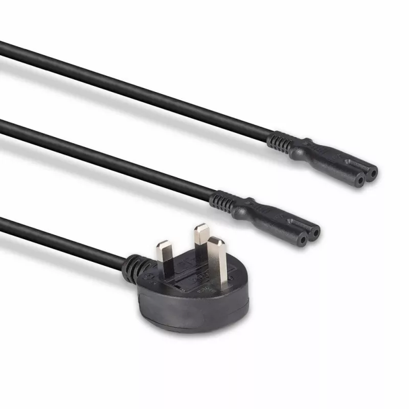 Lindy 2,5 m cable alargador con conector UK tipo G a 2x IEC C7, negro