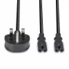 Lindy 2,5 m cable alargador con conector UK tipo G a 2x IEC C7, negro