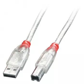Lindy 0,5 m cable USB 2.0 - Type-A a B, transparente, 0,5 m, USB A, USB B, USB 2.0, 0,48 Gbit/s, transparente