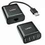 Lindy 60 m extensor USB 2.0 Cat.6 de 4 puertos, USB 2.0, RJ-45, USB 2.0, negro, metal, 52 mm, 60 mm