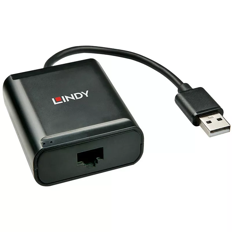 Lindy 60 m extensor USB 2.0 Cat.6 de 4 puertos, USB 2.0, RJ-45, USB 2.0, negro, metal, 52 mm, 60 mm
