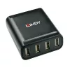 Lindy 60 m extensor USB 2.0 Cat.6 de 4 puertos, USB 2.0, RJ-45, USB 2.0, negro, metal, 52 mm, 60 mm