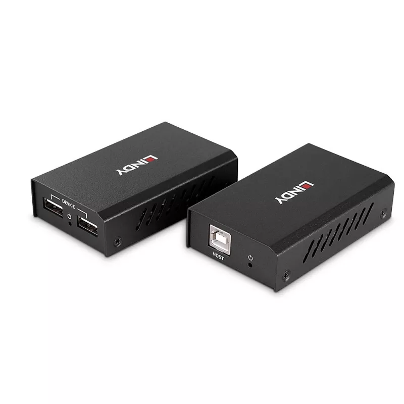 Lindy 100 m extensor USB 2.0 Cat. 6 de 2 puertos, transmisor y receptor AV, 100 m, con cable, negro