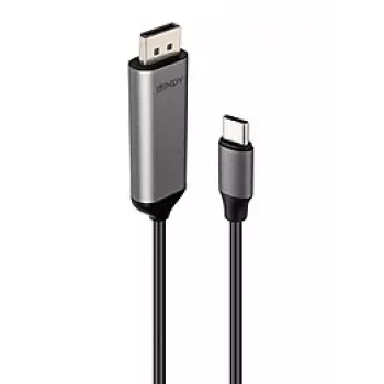 Lindy 43503 adaptador de cable de vídeo 1 m USB Type-C DisplayPort gris