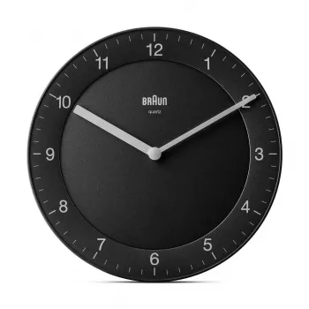 Braun BC 06 B reloj de pared de cuarzo analógico negro reloj de cuarzo redondo negro