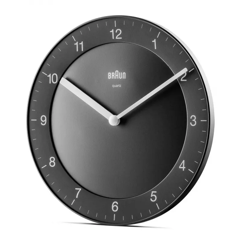 Braun BC 06 B reloj de pared de cuarzo analógico negro reloj de cuarzo redondo negro