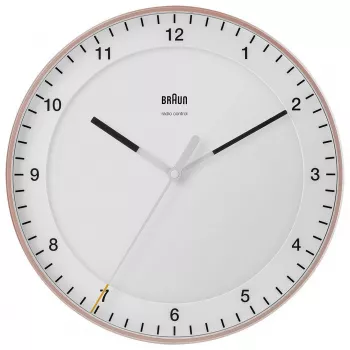 Reloj de pared BRAUN BC 17 PW DCF — reloj radiocontrolado DCF analógico, rosa y blanco