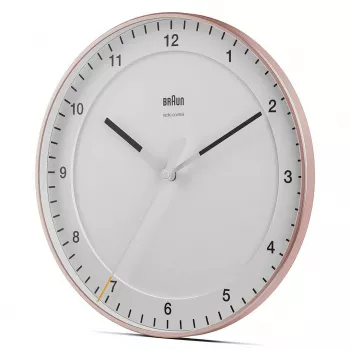 Reloj de pared BRAUN BC 17 PW DCF — reloj radiocontrolado DCF analógico, rosa y blanco