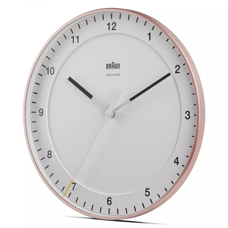 Reloj de pared BRAUN BC 17 PW DCF — reloj radiocontrolado DCF analógico, rosa y blanco