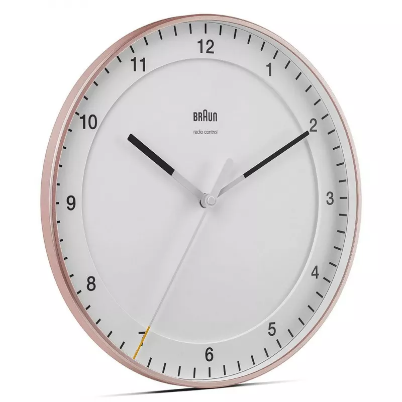 Reloj de pared BRAUN BC 17 PW DCF — reloj radiocontrolado DCF analógico, rosa y blanco
