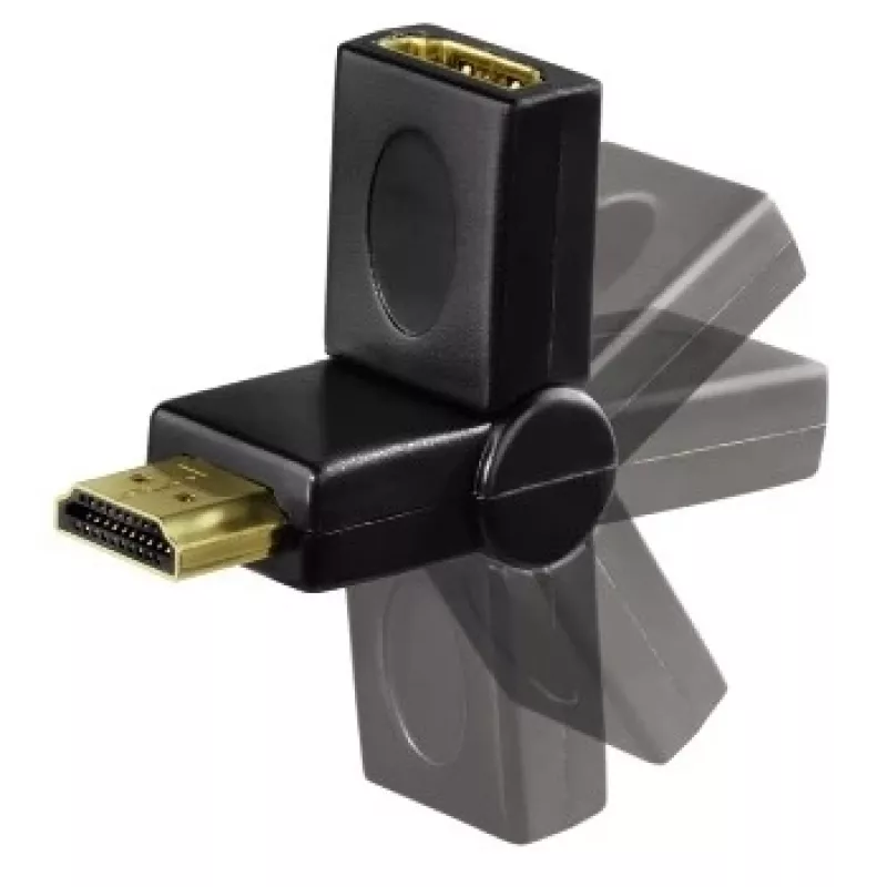 Hama Adaptador compacto conector macho HDMI - conector hembra HDMI, giratorio, negro