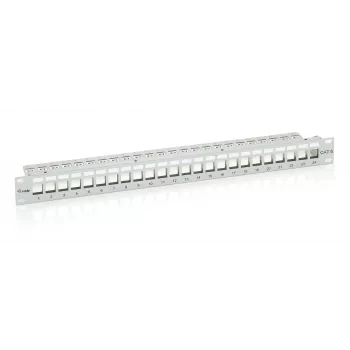 Equip Panel de parcheo blindado Cat.6 de 24 puertos Keystone, gris claro