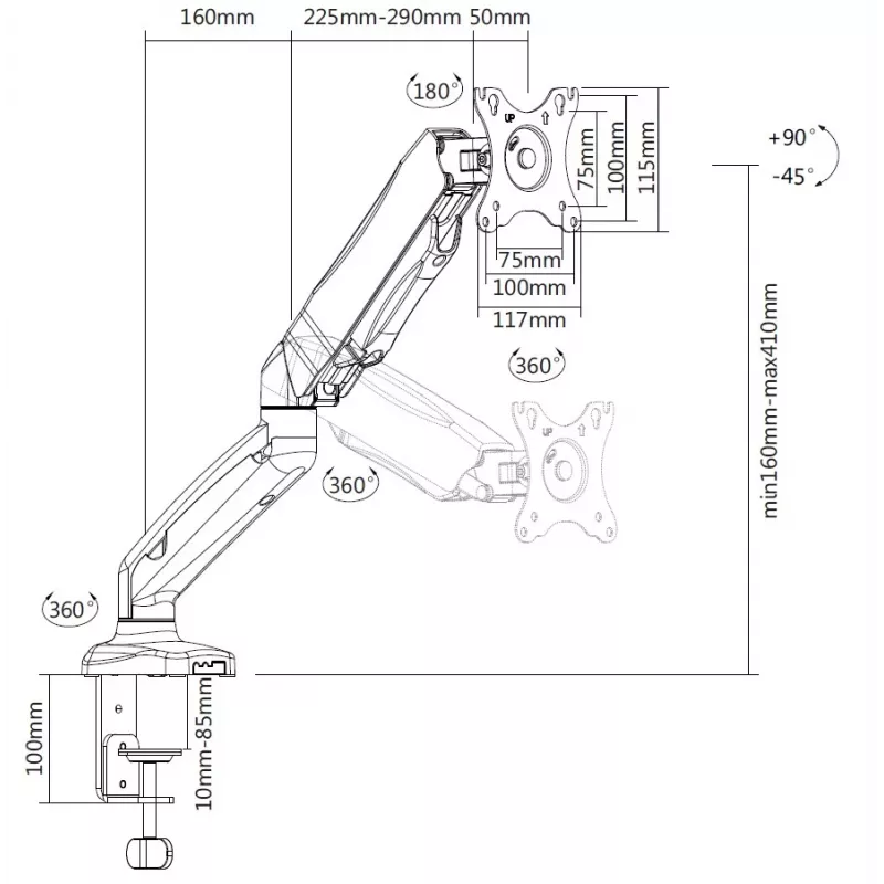Equip 33 cm – 68,6 cm soporte de mesa para monitor interactivo