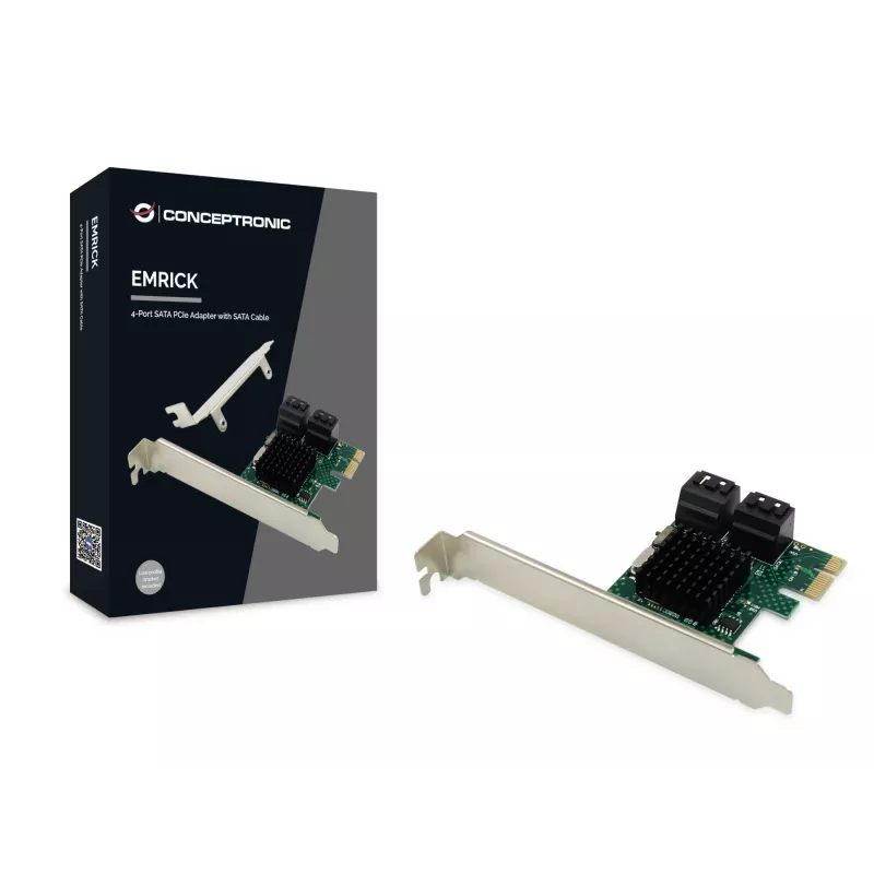Conceptronic EMRICK adaptador SATA PCIe de 4 puertos con cable SATA
