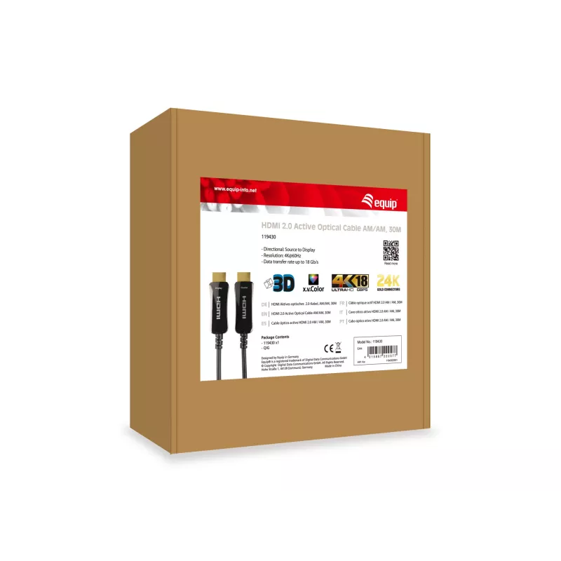 Cable HDMI Equip HDMI 2.0 activo óptico M/M 30 m