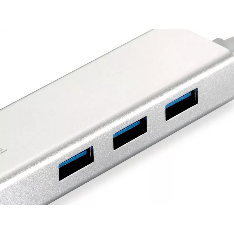 LevelOne adaptador de red Gigabit USB, hub USB, cableado, USB, Ethernet, 1000 Mbit/s, plateado, blanco