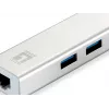 LevelOne adaptador de red Gigabit USB, hub USB, cableado, USB, Ethernet, 1000 Mbit/s, plateado, blanco