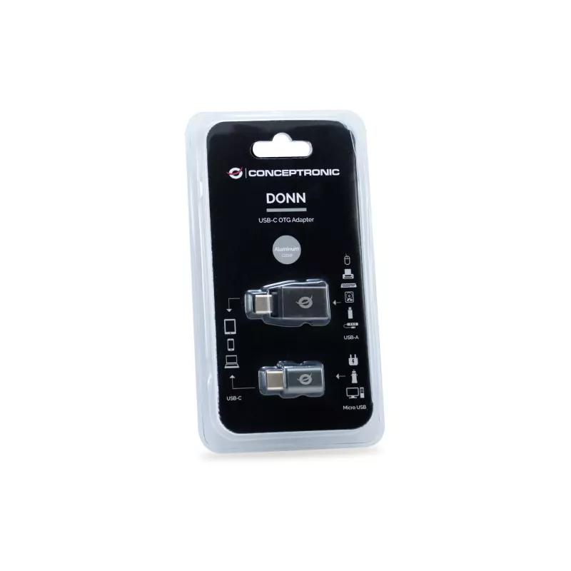 Conceptronic DONN04G adaptador OTG USB-C a USB A/MicroB pack de 2, 10 Gbit/s (C-A), 480 Mbit/s (C-MicroUSB)