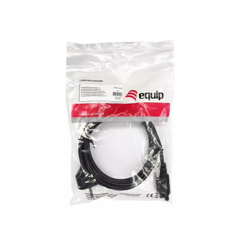 Equip cable de alimentación de alta calidad, C5 a Schuko, 1,8m, 1,8 m, CEE 7/7, IEC C5, H05VV-F3G, 250 V, 2,5 A