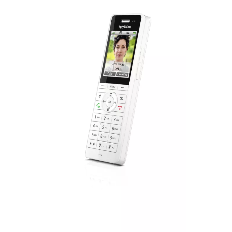 Teléfono inalámbrico DECT FRITZ X6 blanco International — manos libres, contestador automático, agenda de 100 contactos