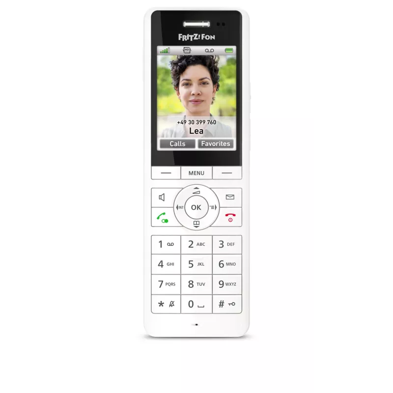 Teléfono inalámbrico DECT FRITZ X6 blanco International — manos libres, contestador automático, agenda de 100 contactos