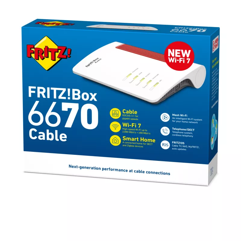 FRITZ!Box 6670 Kabel Edition International router Wi-Fi 2,5 Gigabit Ethernet dual band (2,4 GHz / 5 GHz) rojo, blanco