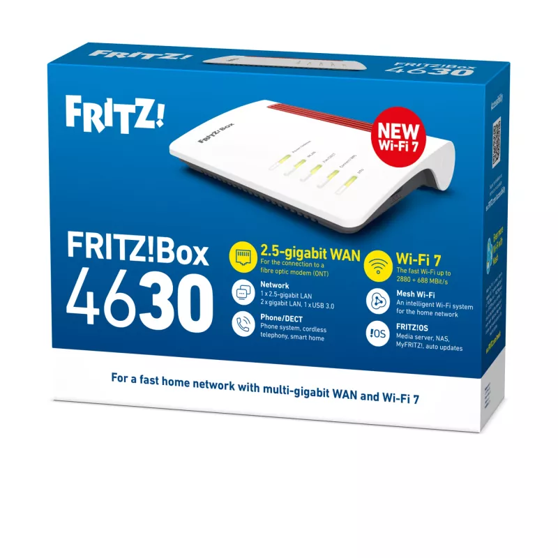 Box FRITZ 4630 International router inalámbrico 2.5 Gigabit Ethernet dual band (2.4 GHz / 5 GHz) blanco