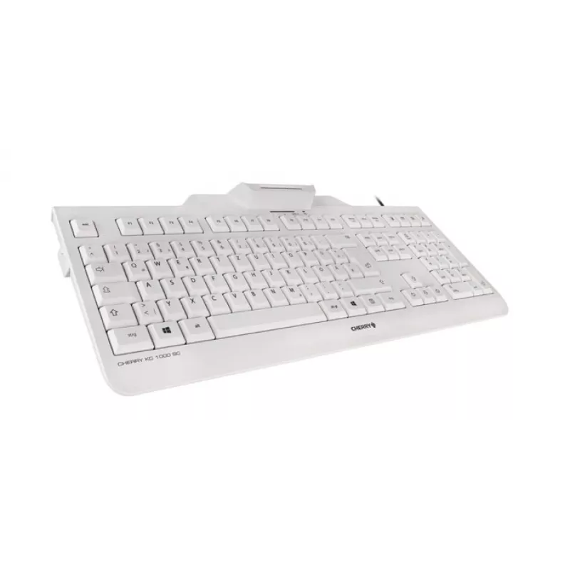 CHERRY KC 1000 SC teclado con cable USB AZERTY belga blanco