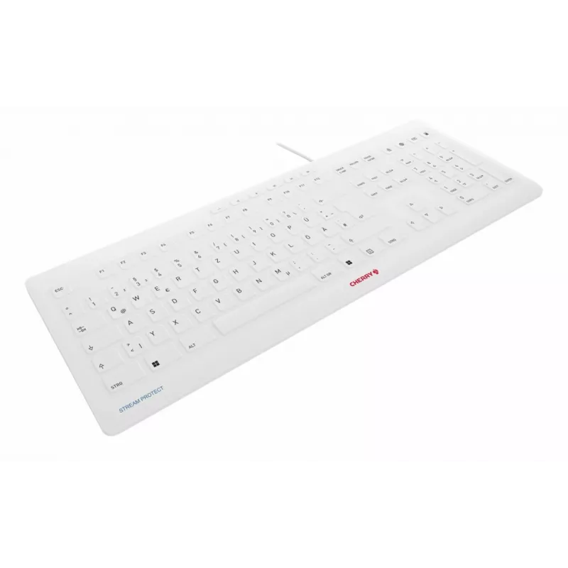 Contour Design STREAM PROTECT, Full-size (100%), con cable, USB, interruptor de tijera, QWERTY, blanco