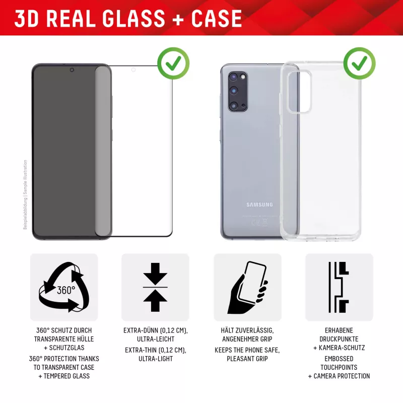 Displex protector de pantalla + funda para Samsung Galaxy S23 Ultra, marco de montaje Eco, cobertura total