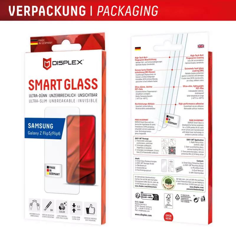 Displex Smart Glass protector de pantalla para Samsung Galaxy Z Flip5/Z Flip6 (02024)