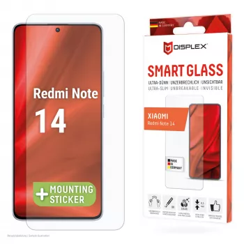 Displex Smart Glass (9H) para Xiaomi Redmi Note 14, adhesivo de montaje, irrompible