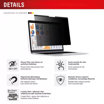 Displex PRIVACY SAFE filtro de privacidad de 2 vías magnético Surface Laptop Studio 2 14,4 pulgadas