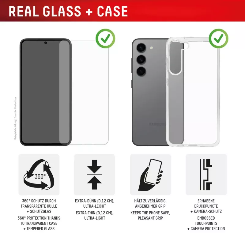 Protector de pantalla de cristal templado + funda para Samsung Galaxy A36 de e.v.i., marco de montaje Eco, antirrayaduras, transparente