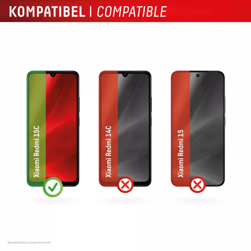 e.v.i. DISPLEX Smart Glass para Xiaomi Redmi 15C — lámina de cristal templado, modelo 02198