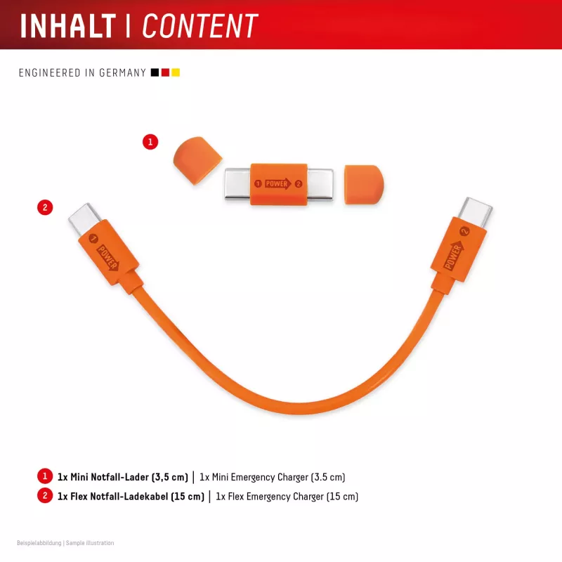 Displex cargador de emergencia de teléfono a teléfono, USB-C a USB-C, conector mini + cable flex, set compacto de 2