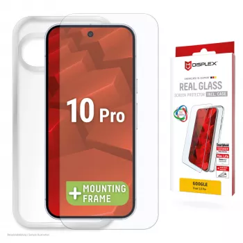 Displex cristal protector de pantalla + funda para Google Pixel 10 Pro, marco de montaje Eco, antirrayaduras