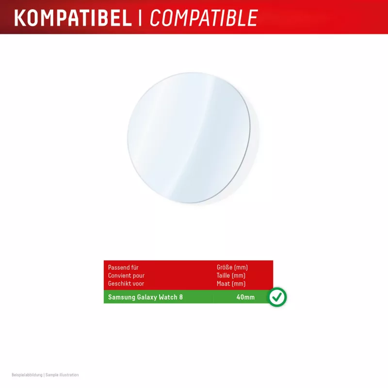 Protector de pantalla e.v.i. Displex cristal 9H para Galaxy Watch 8 40 mm, pack de 2, ultrafino, sin bordes, anti-huellas