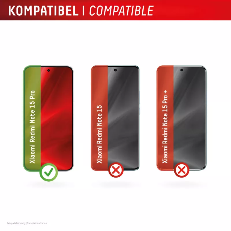 Protector de pantalla de cristal templado Smart Glass e.v.i. para Xiaomi Redmi Note 15 Pro (9H), adhesivo de montaje, transparente, 1 ud.