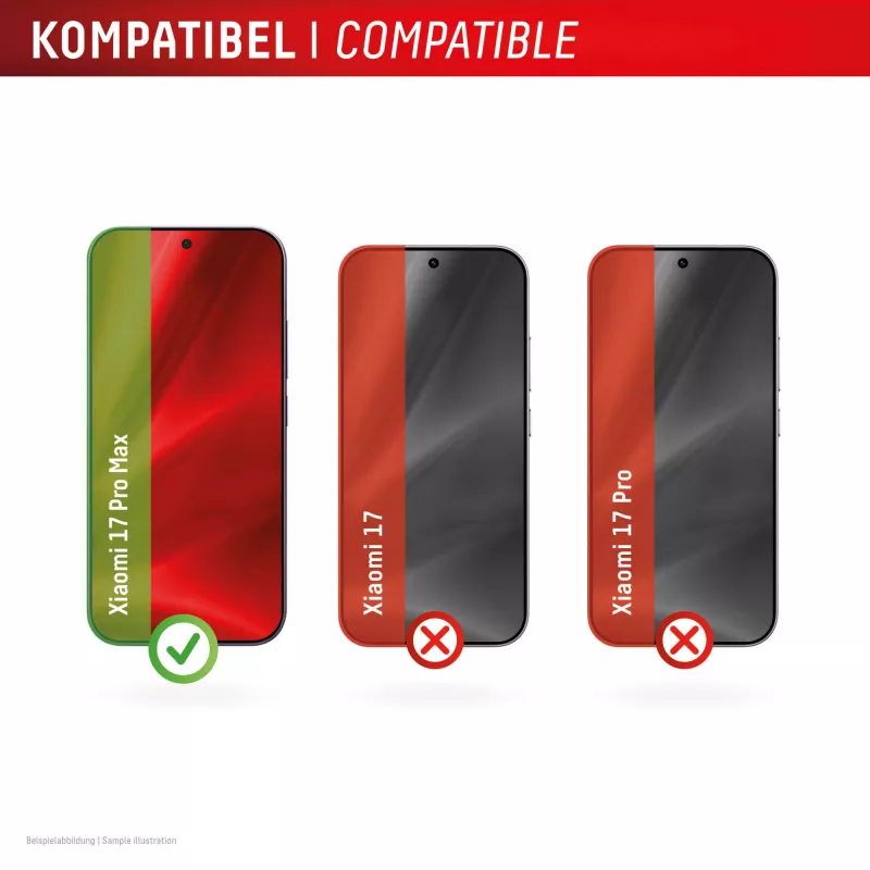 Protector de pantalla de cristal templado Smart Glass e.v.i. para Xiaomi 17 Pro Max (9H), adhesivo de montaje, transparente, 1 ud.