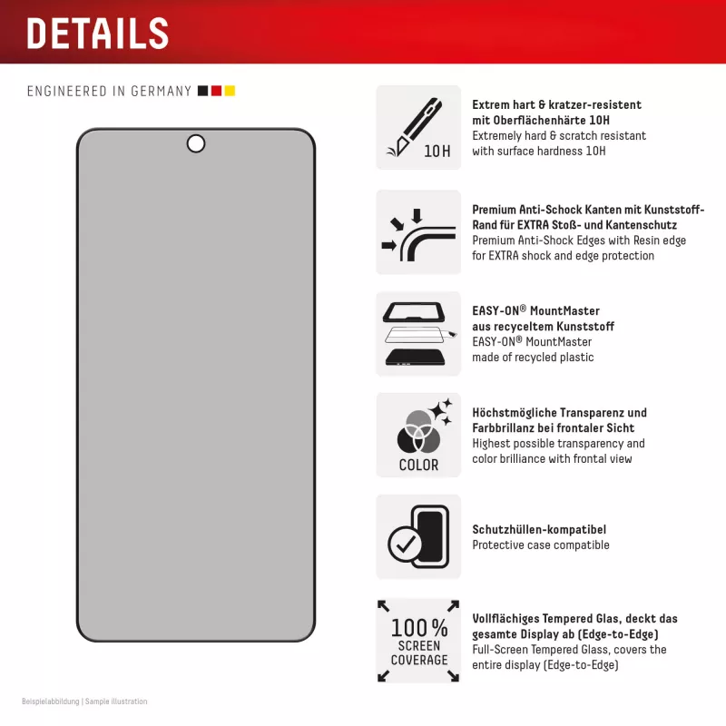 Displex protector de pantalla de cristal con filtro de privacidad (10H) para Samsung S26, filtro de privacidad