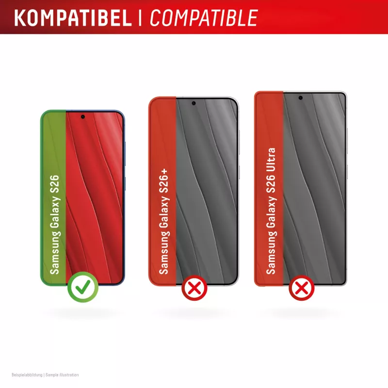 Displex Smart Glass (9H) para Samsung S26, irrompible, Samsung, Galaxy S26, aplicación en seco, resistente a roturas, antiadherente a la suciedad, resistente a arañazos, transparente, 1 ud.