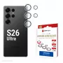 Cristal protector para objetivo de cámara e.v.i. S26 Ultra cristal (para Galaxy S26 Ultra), carbono templado, 10H, DLC, Quick Mount, anillo único, transparente