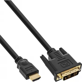 InLine Cable HDMI a DVI conector macho / 18+1 conector macho bañado en oro 15 m
