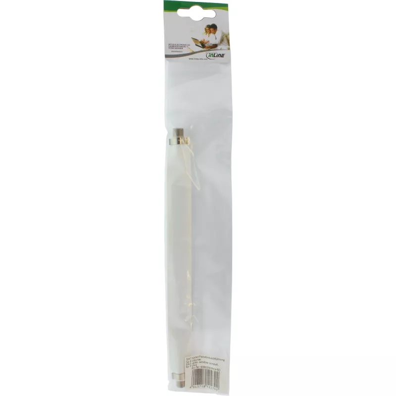 Pasamuros para ventana para cable SAT InLine conector F macho–macho, blanco, 21×220×13 mm
