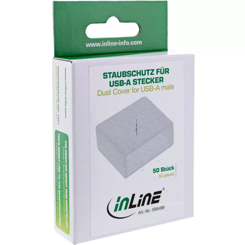 InLine Tapa antipolvo para conector macho USB-A, blanco, 50 uds.